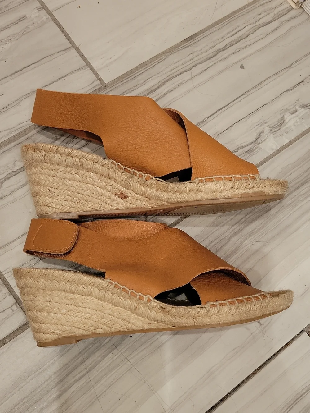 Women's Tan Leather Slingback Espadrille Sandals